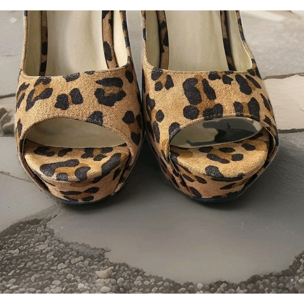 Leopard women wedges Open Toe Shoes Size 5 - Picture 5 of 10